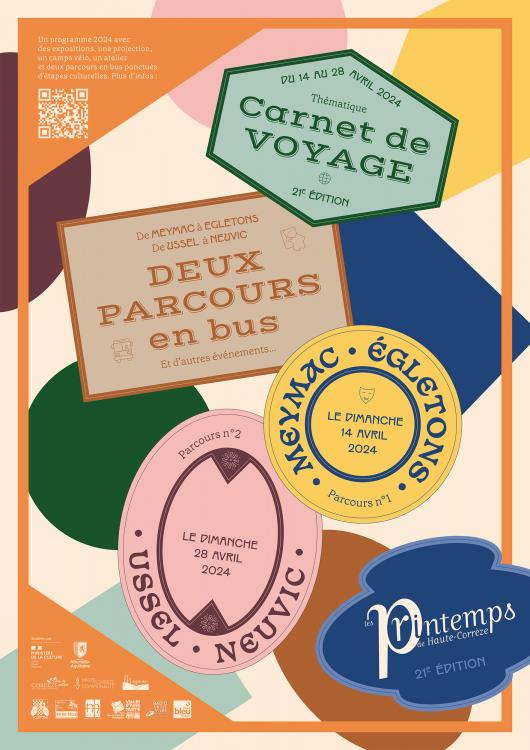 affiche 2024 avec stickers de valise